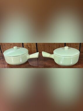 Set of 2 Mint Green La Solana Handled Bean Pots 5”diameter